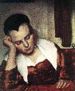 A Woman Asleep at Table (detail) atr VERMEER VAN DELFT, Jan